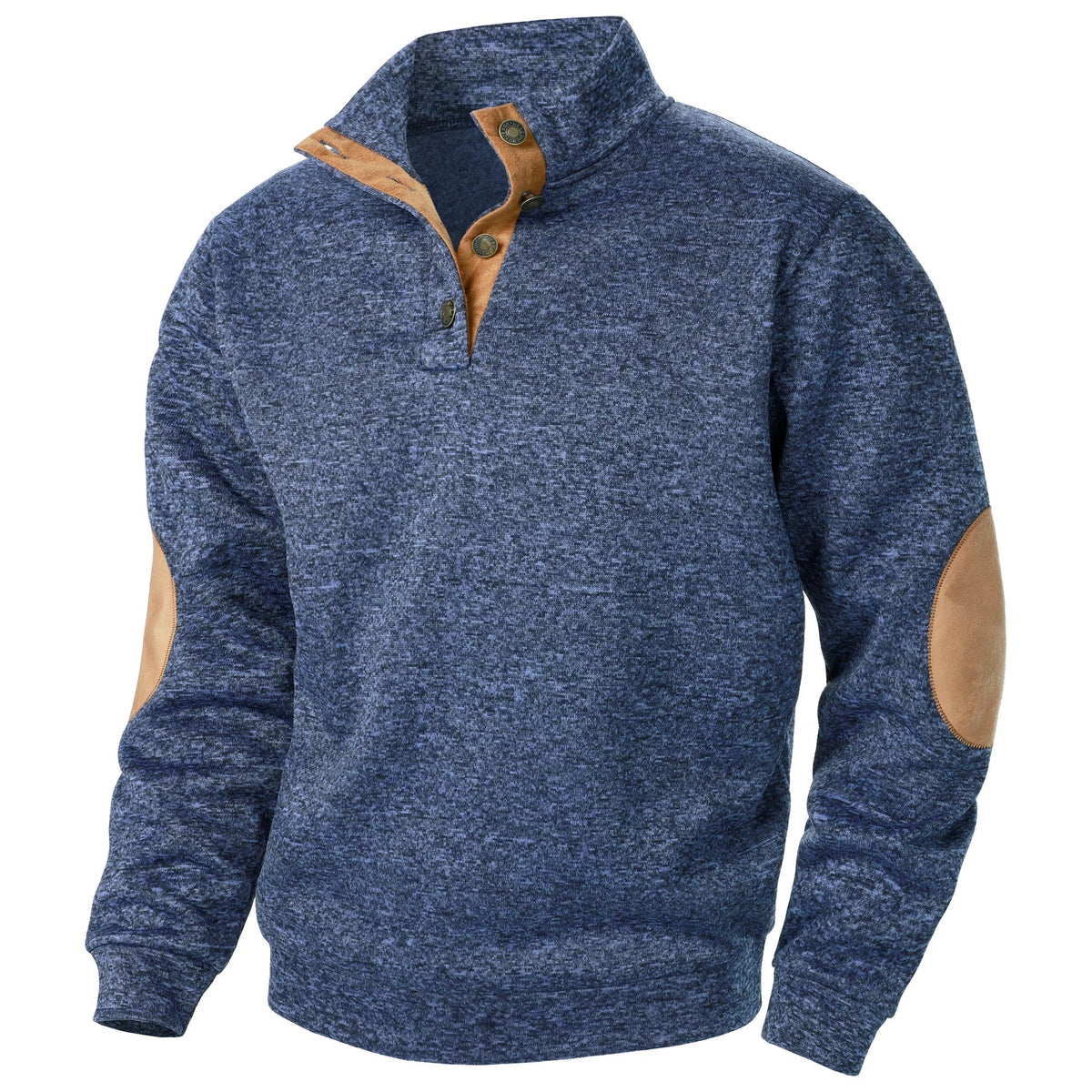 Men's Textured Mock Neck Sweater, Long Sleeves, Button Placket