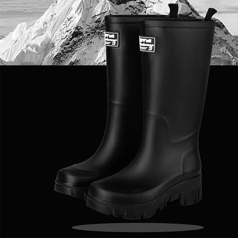 Women's Waterproof Boots in Molded Rubber | Block Heel, Mid Calf Shaft, Deep Treaded Outsole | Sizes 3.5-7.5, 4 Colors