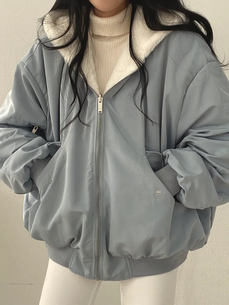 Women's Lined Winter Jacket, Zip Front, Long Sleeves, Bomber Fit