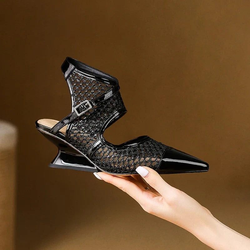 Velour Genuine Leather Slingbacks