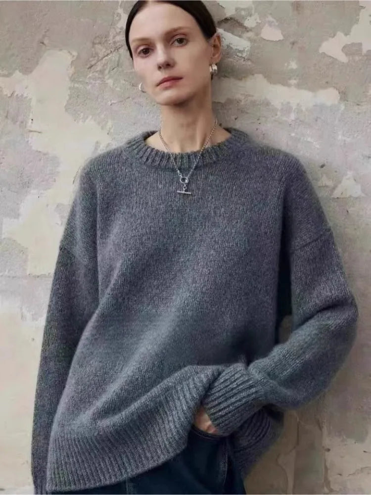 Deanna | Womens Pure Cashmere Oversized Sweater | Relaxed Fit, Soft Warm Knit | Gray, White or Brown Sizes S-2XL
