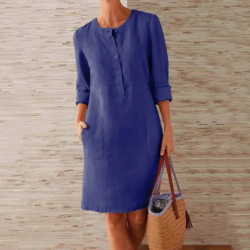 Women's Vintage Print Tunic Dress – Relaxed Day Dress