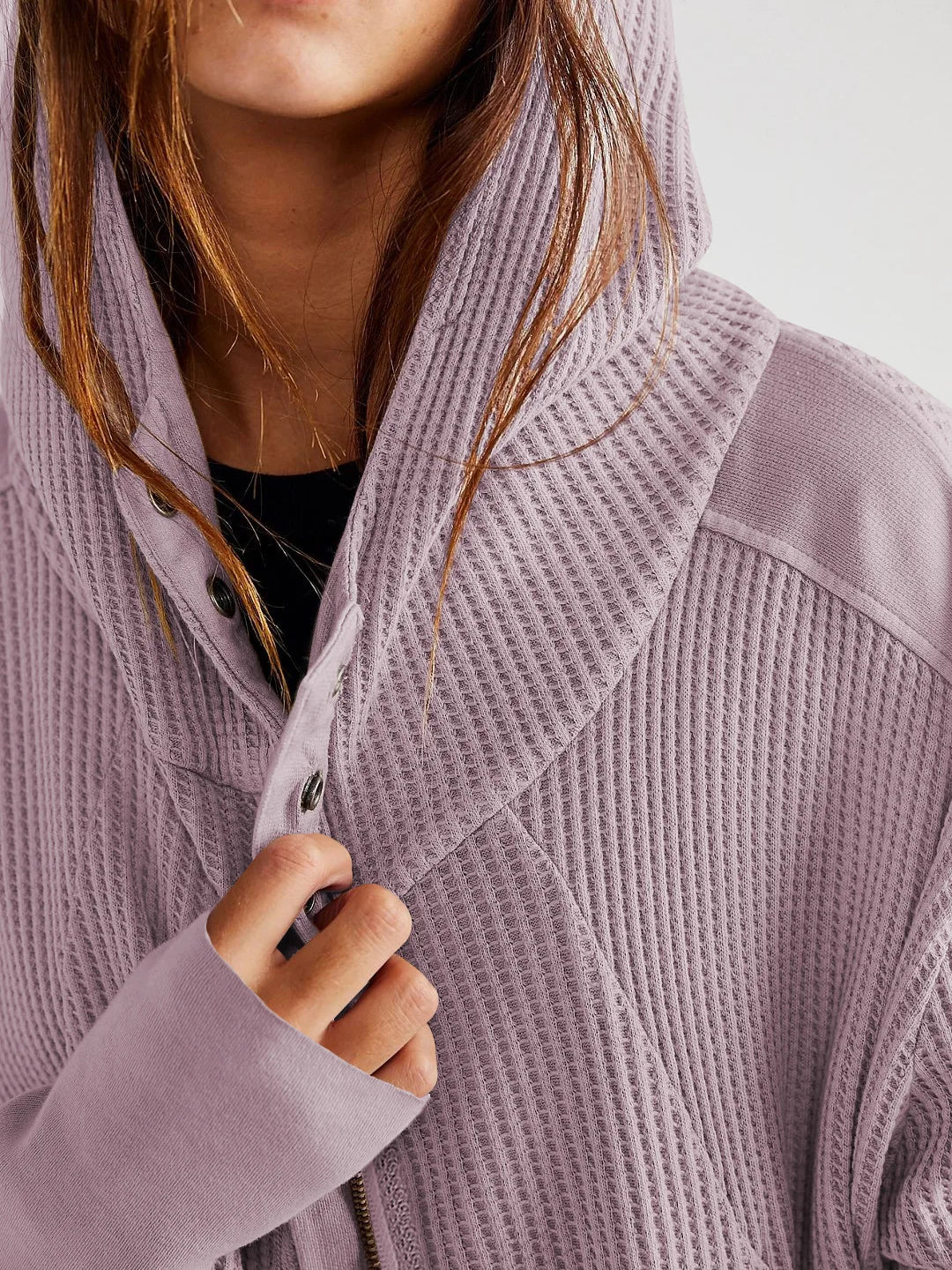 Christina | Womens Cropped Zip Hoodie in Waffle Cotton | Snug Hood, Textured Fabric | Pine, Blue and More S-XL