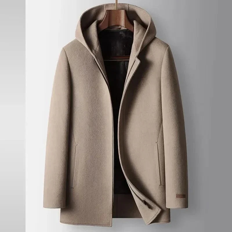 Women's Coat with Wool and Hood | Zip Closure | For Winter | Size XS-2XL | Brown, Black