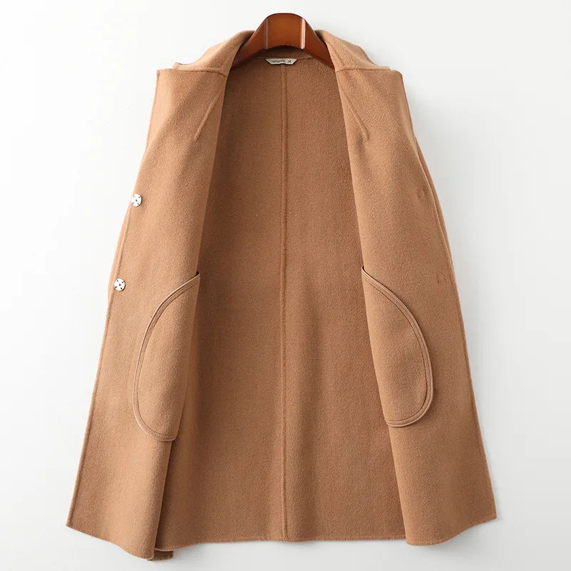 Claire | Womens Belted Wool Coat in Midi Length | Cinched Waist, Warm Without Bulk | Vintage, Ivory, Black S-XL