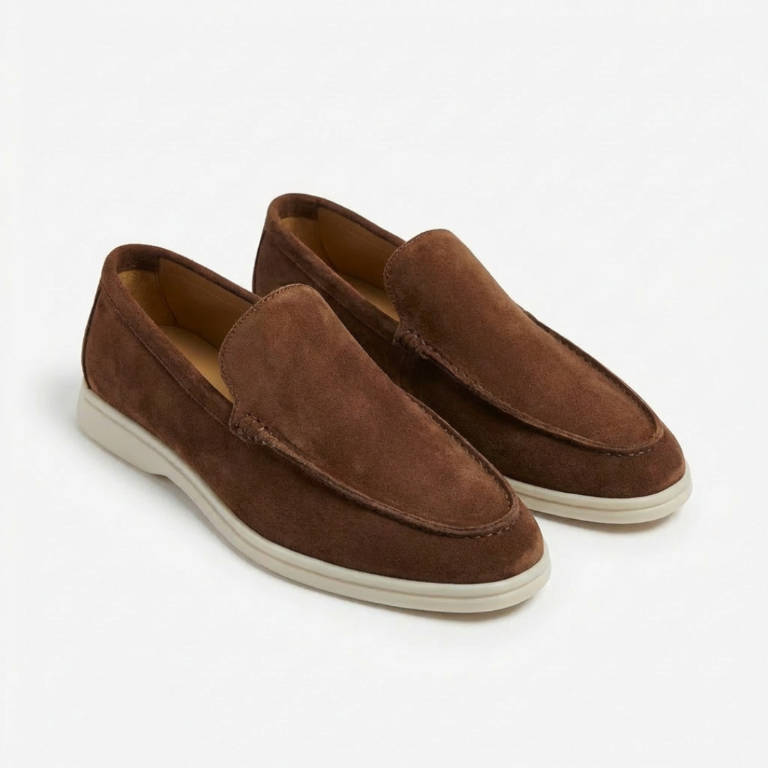 Men's Slip-On Loafers, Moc Stitching, Contrast Sole