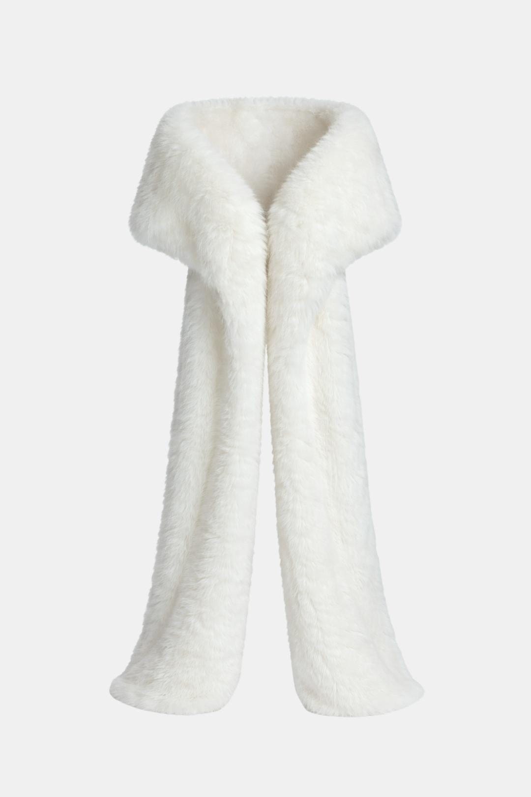 Women's Faux Fur Floor-Length Shawl, Wide Collar