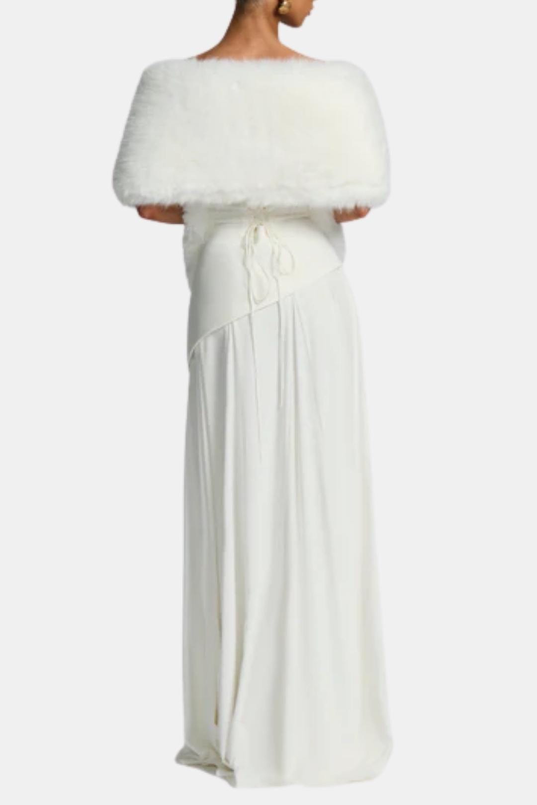 Women's Faux Fur Floor-Length Shawl, Wide Collar