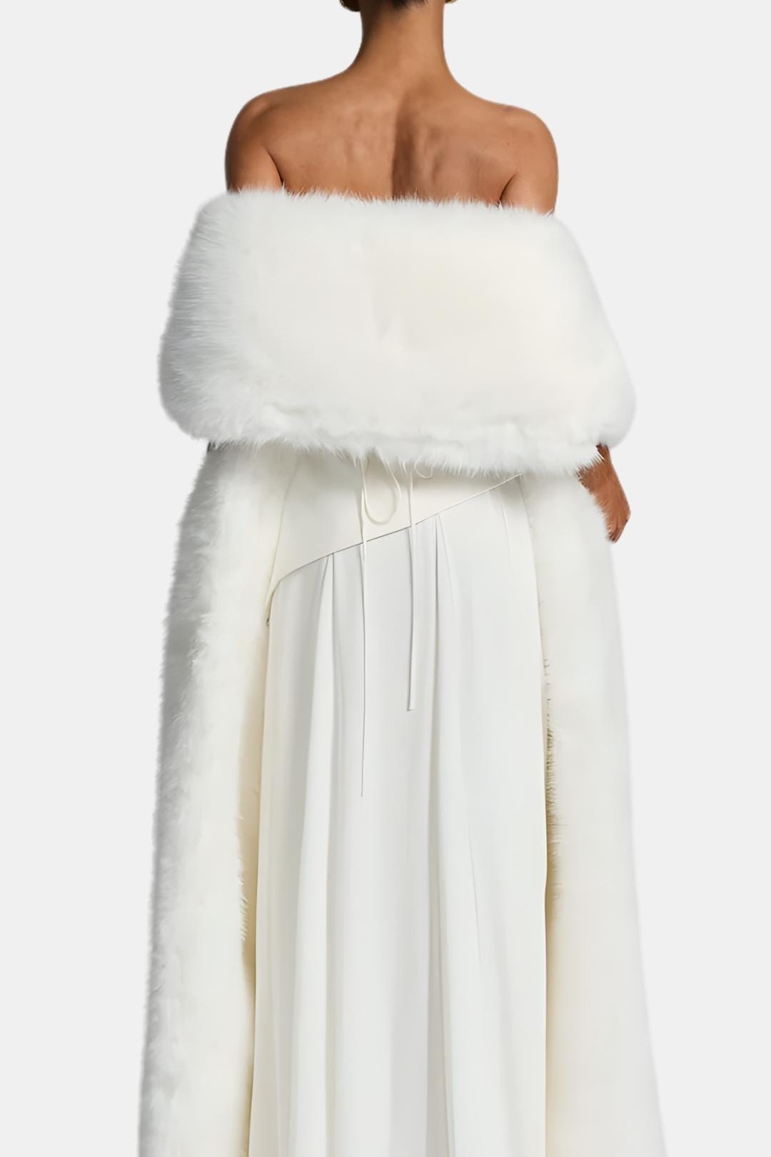 Women's Faux Fur Floor-Length Shawl, Wide Collar