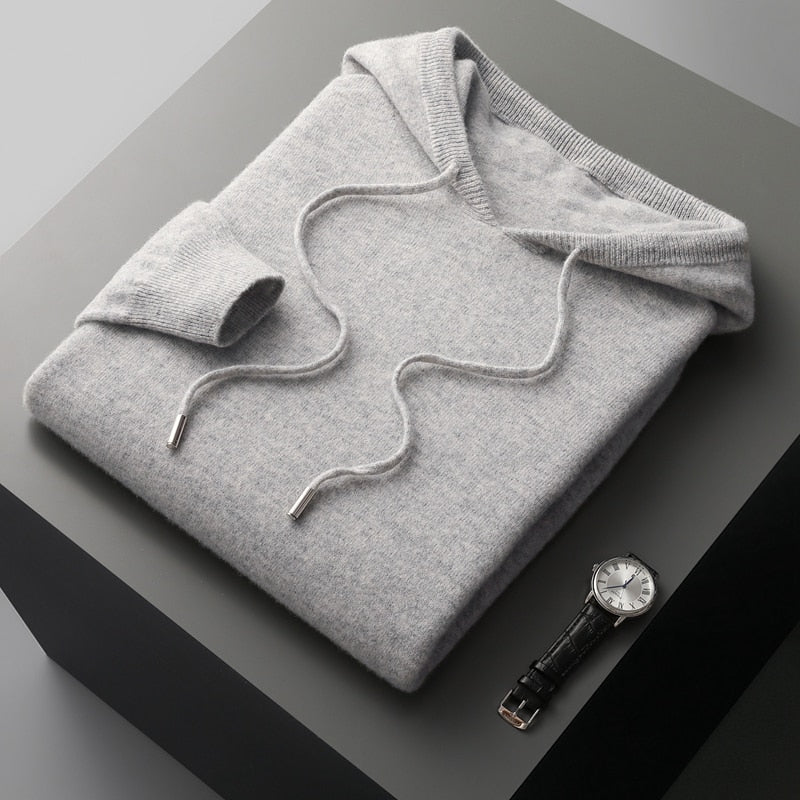 Luke | Mens Merino Wool Hoodie | Soft, Breathable Yet Warm, Single-Thread Design | Khaki, Light Gray and More XS-2XL