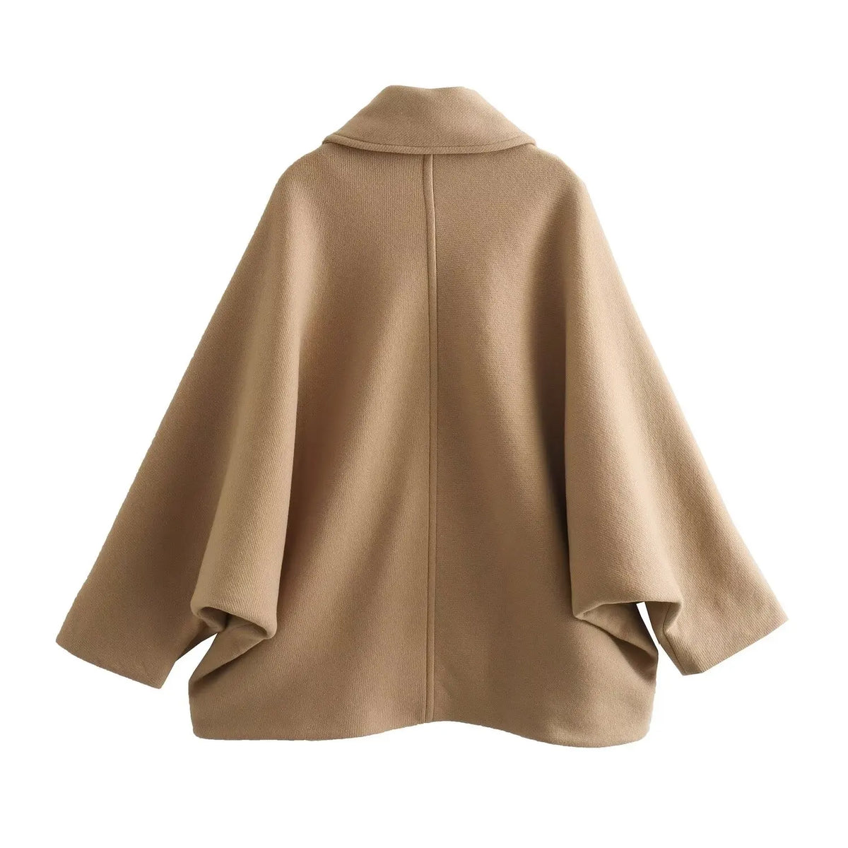 Women's Oversized Cape with Shawl Collar and Button Closure