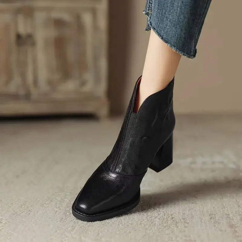 Ambria Leather Heel Boots