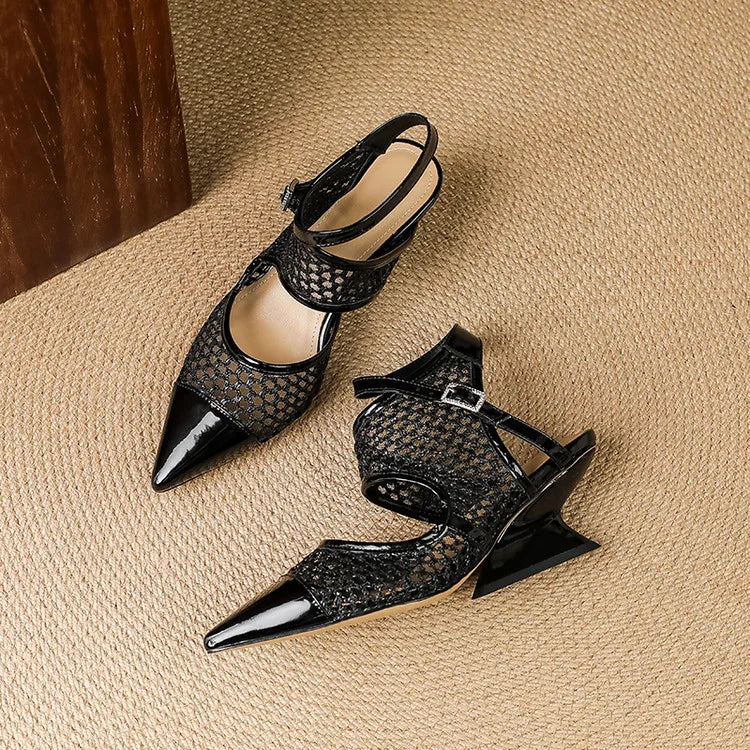 Velour Genuine Leather Slingbacks