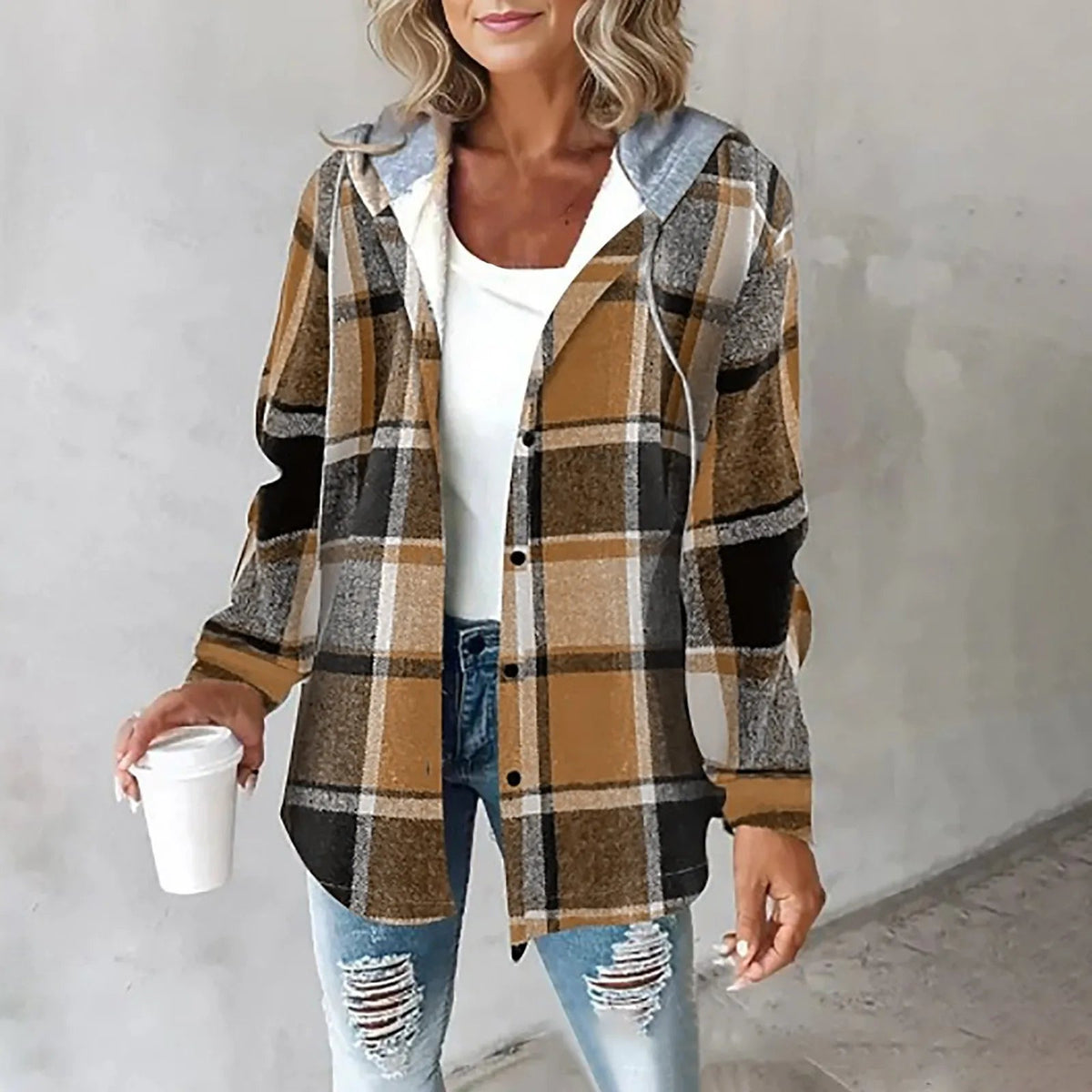 Women's Checkered Lined Cardigan, Draped Fit | Warm Autumn Lining, Easy Layering | 6 Colorways | S–3XL