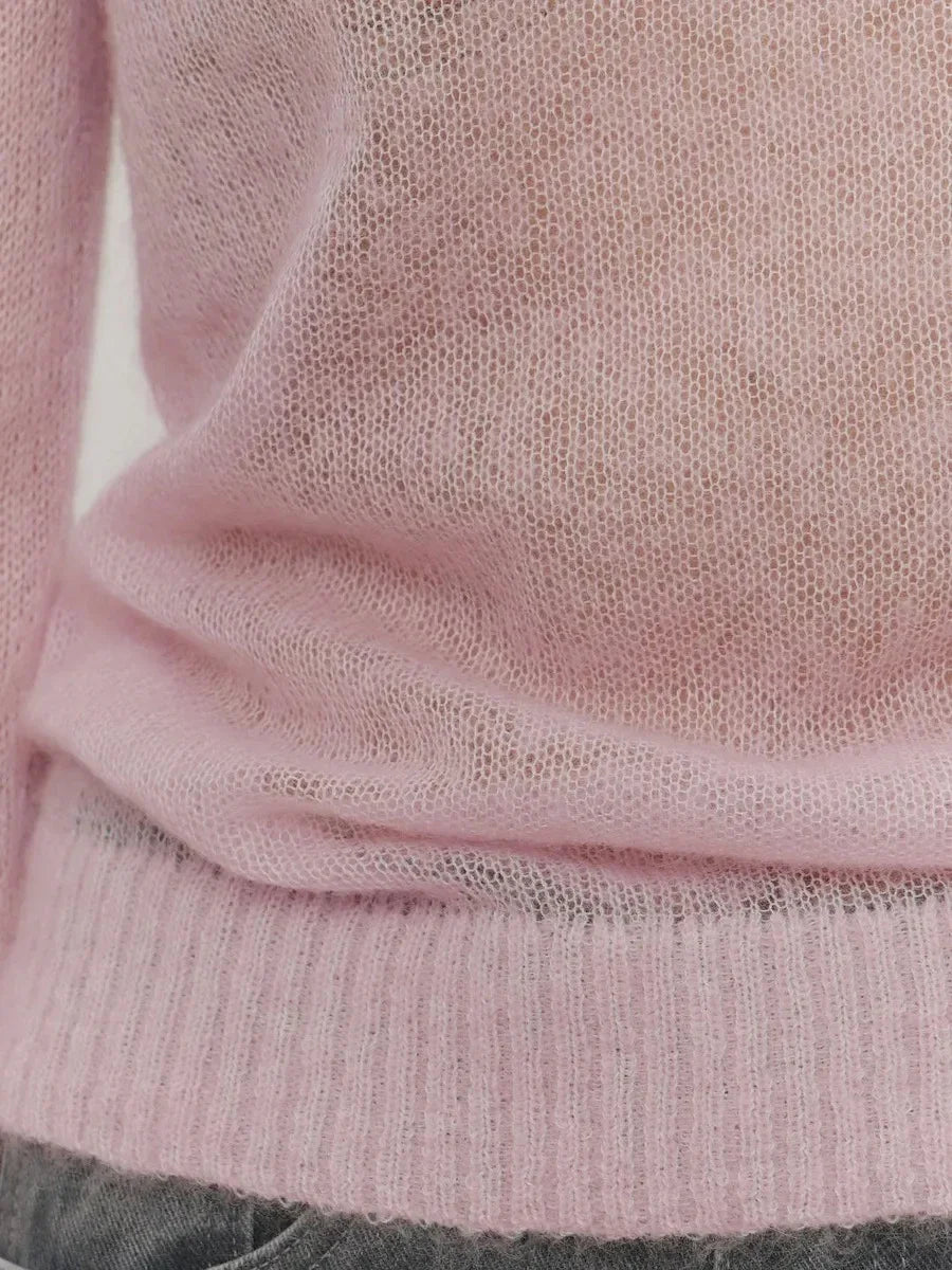 Natasha | Womens Crewneck Knit Sweater | Lightweight Layering Piece, Streamlined Cut | Yellow, Red, Pink and More S-L