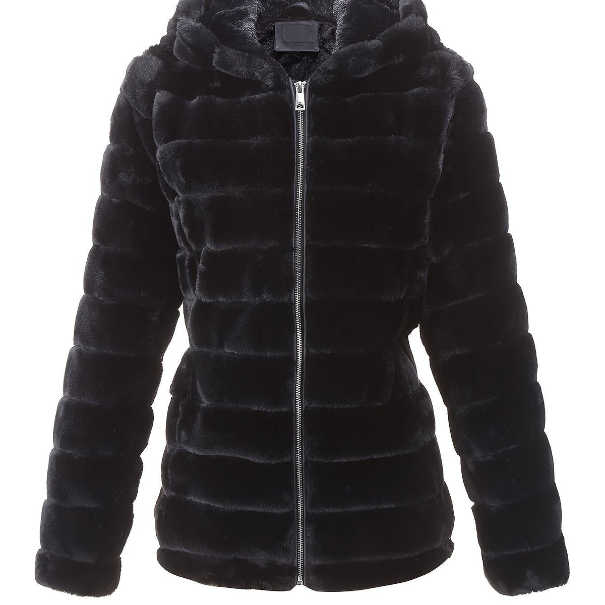 Women's Hooded Teddy Jacket with Full-Zip Front