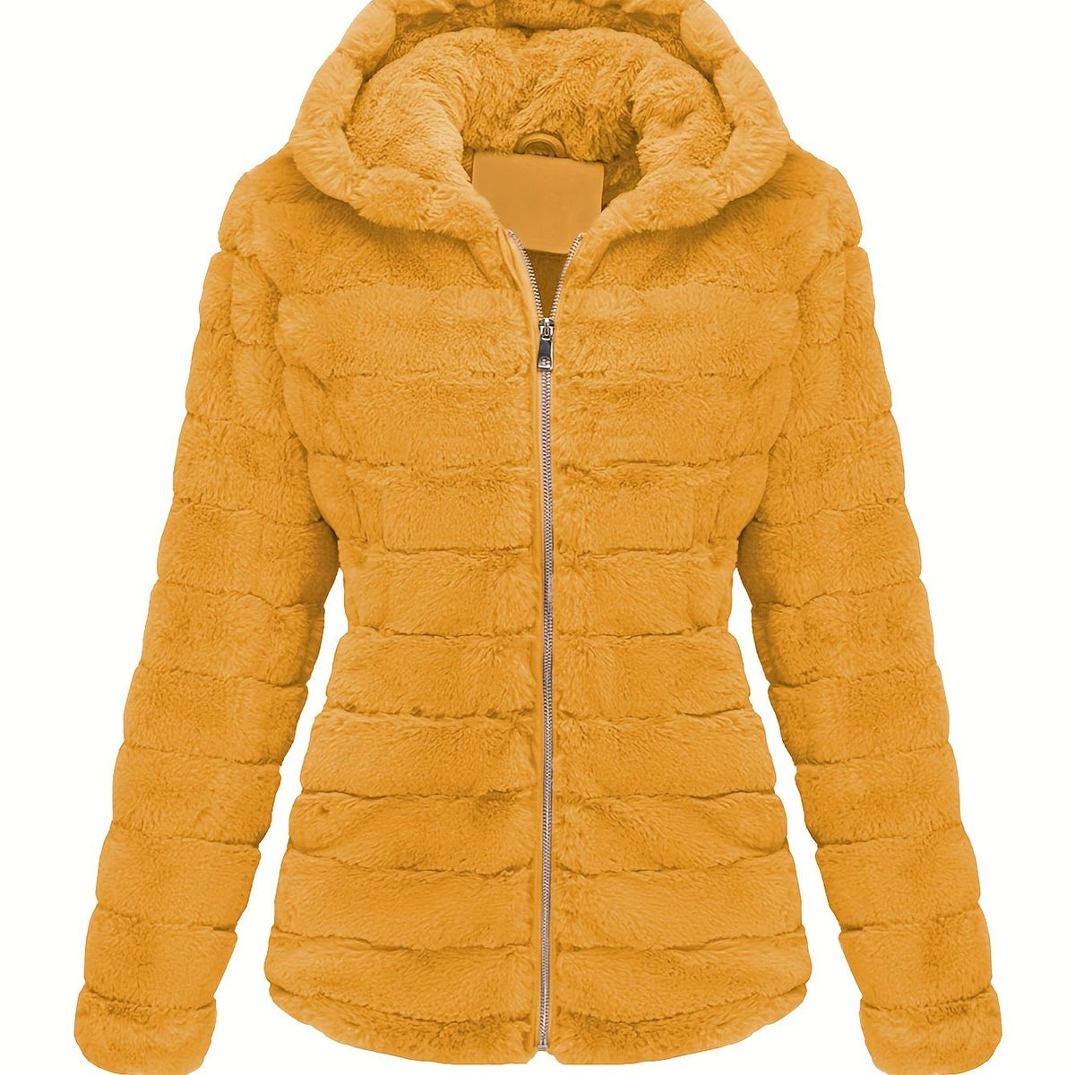 Women's Hooded Teddy Jacket with Full-Zip Front
