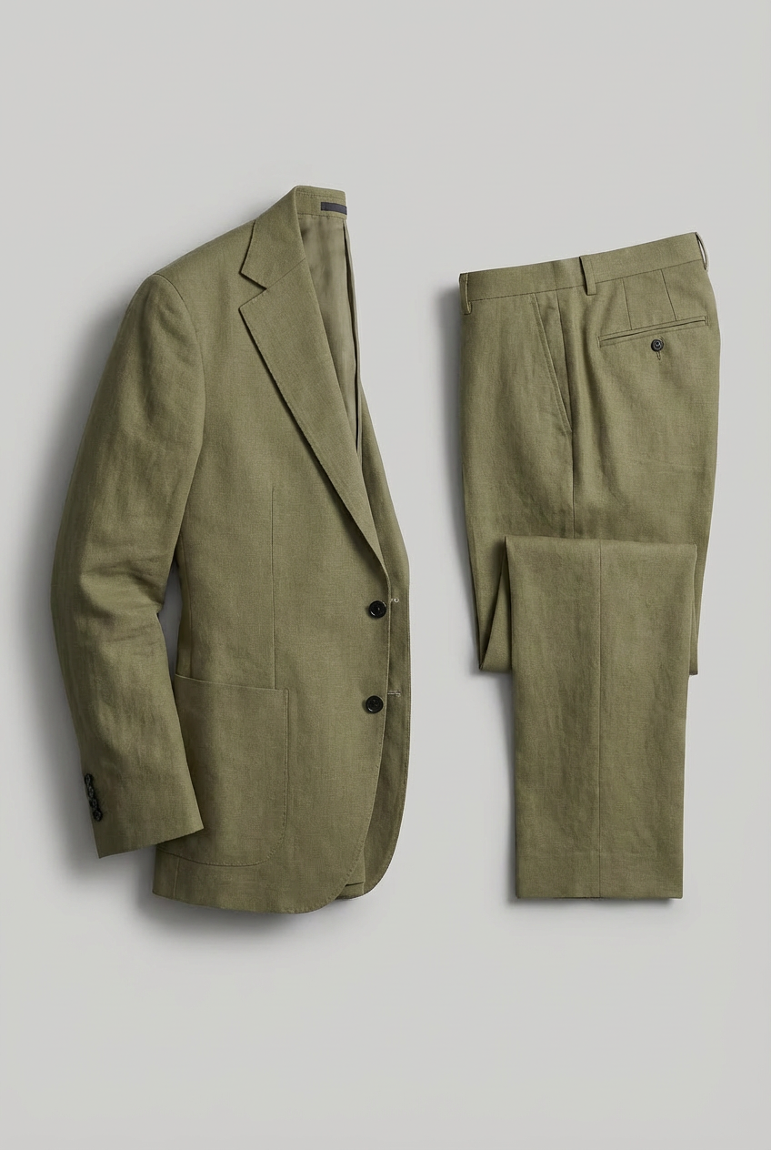 Men's Two-Piece Suit, Notch Lapel, Two-Button Jacket