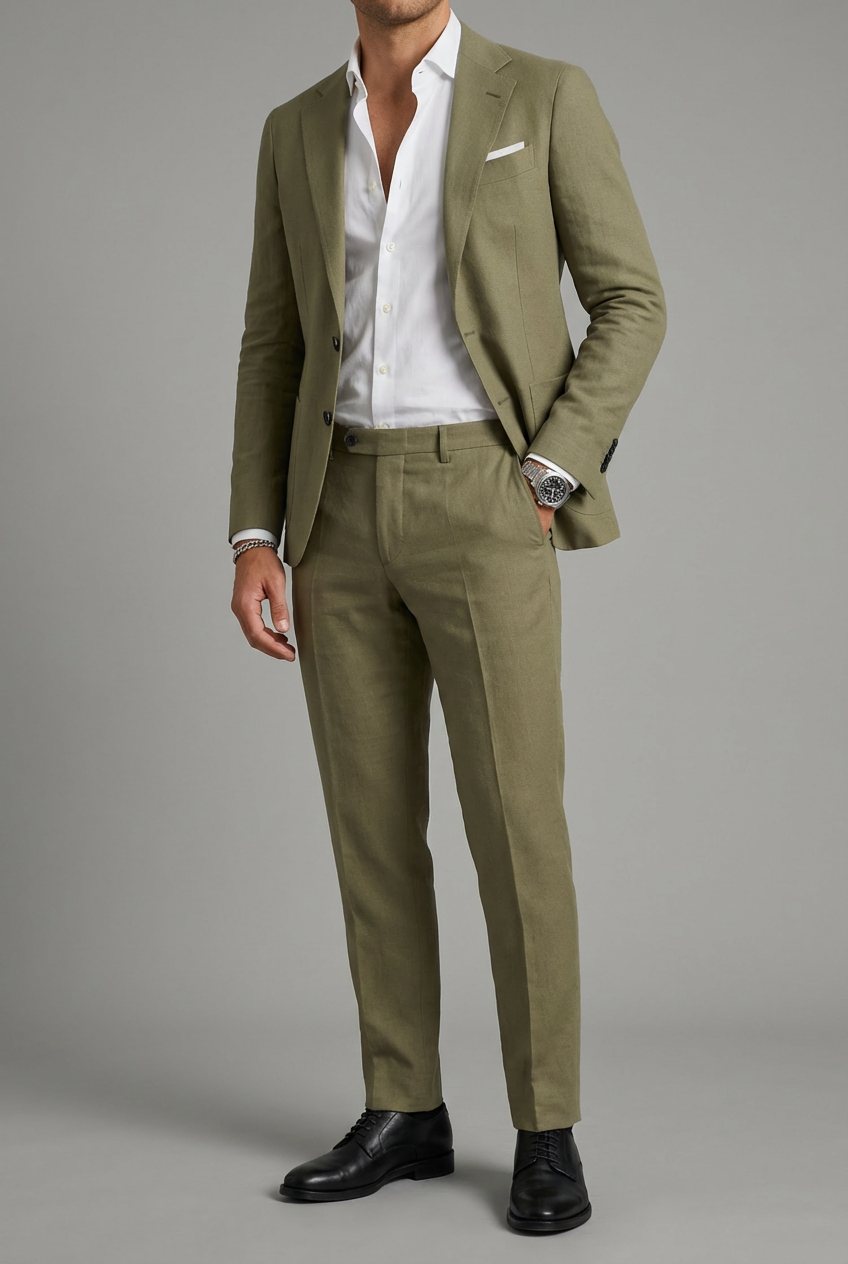 Men's Two-Piece Suit, Notch Lapel, Two-Button Jacket