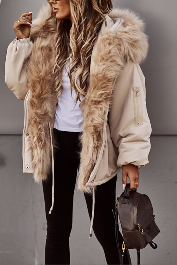 Women's Parka with Faux Fur Trim and Hood | For Winter | Size S-2XL | Beige