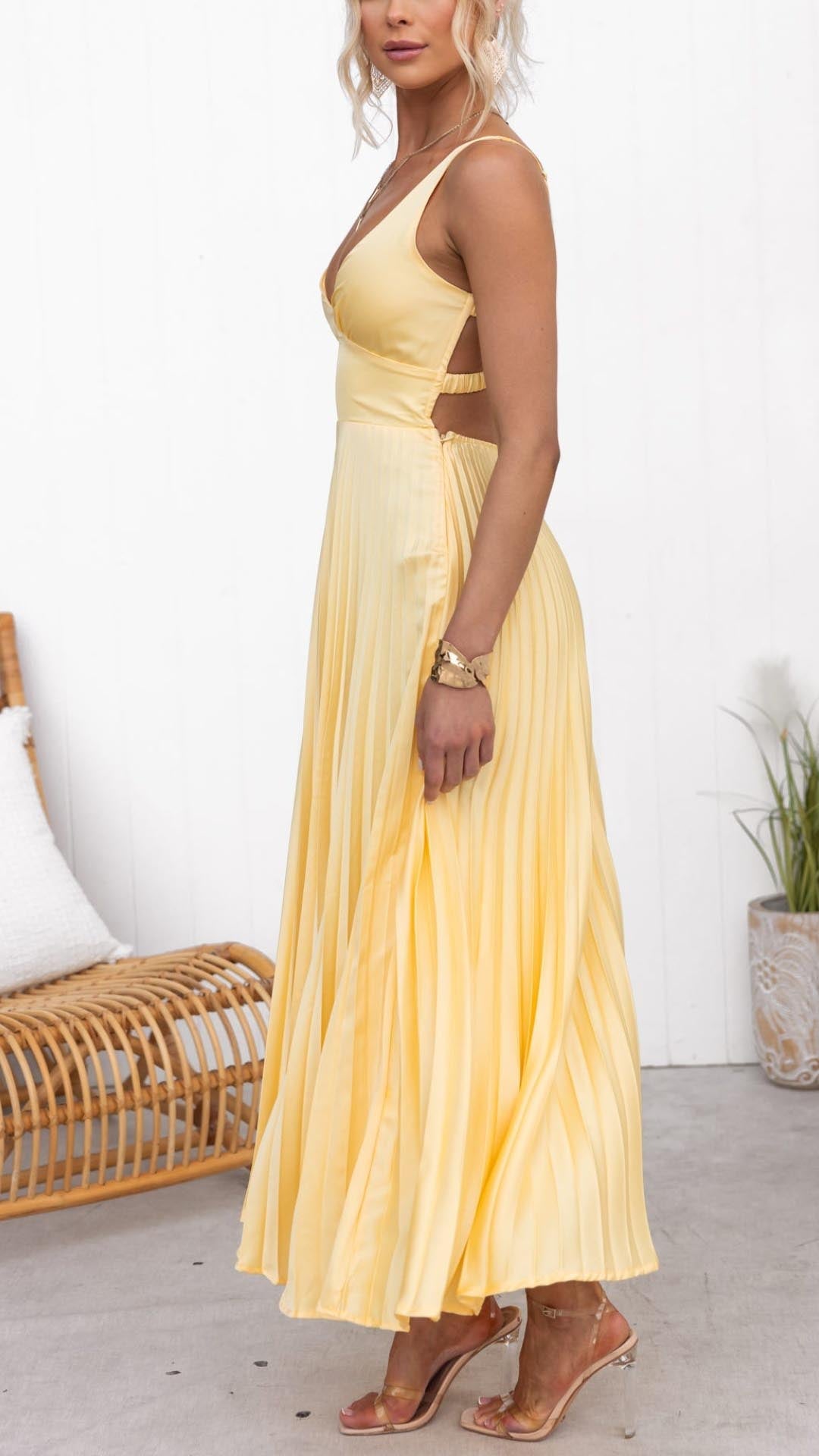 Violet & Grace | Pleated V-Neck Maxi Dress™