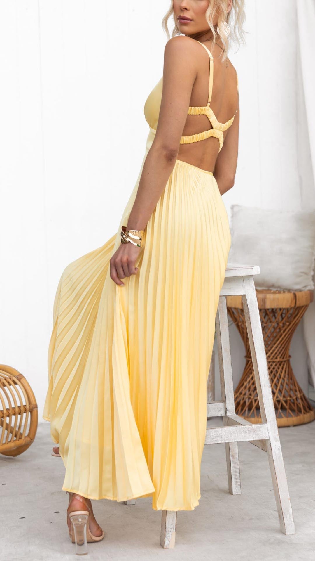 Violet & Grace | Pleated V-Neck Maxi Dress™