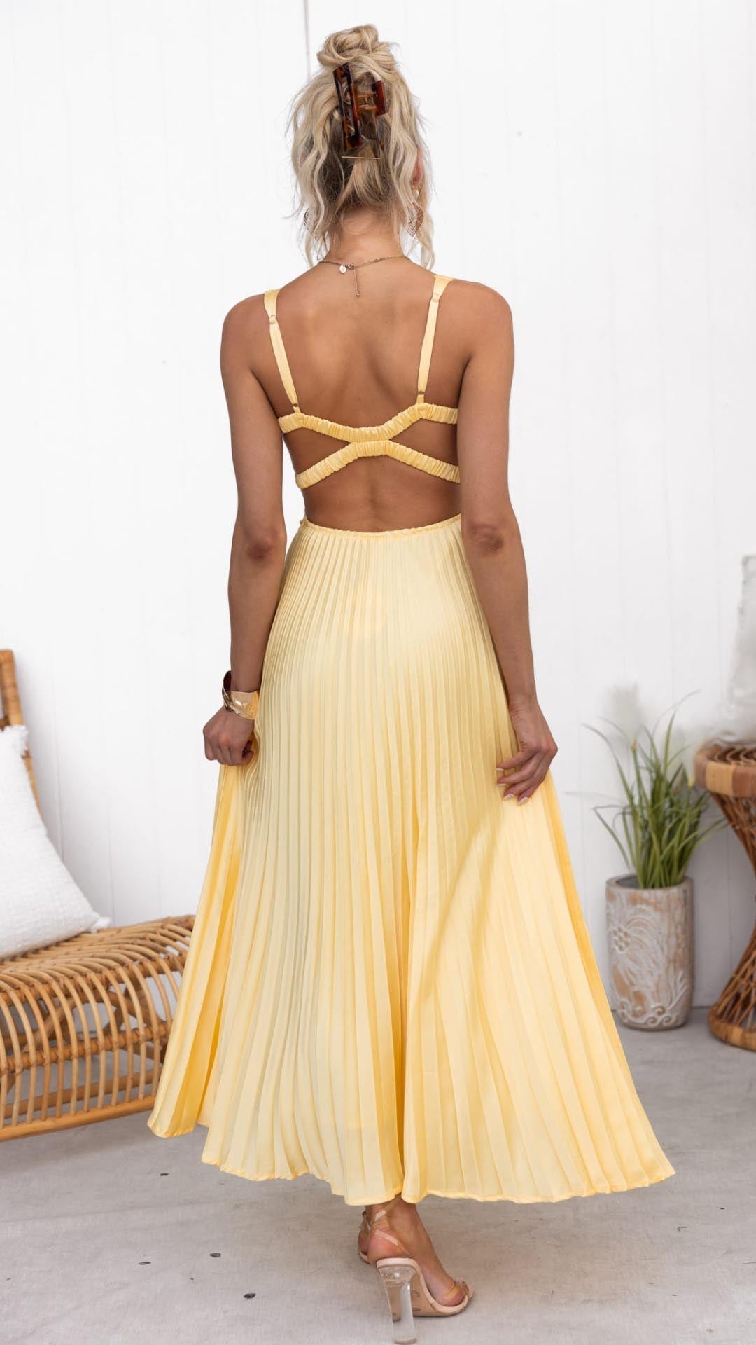 Violet & Grace | Pleated V-Neck Maxi Dress™