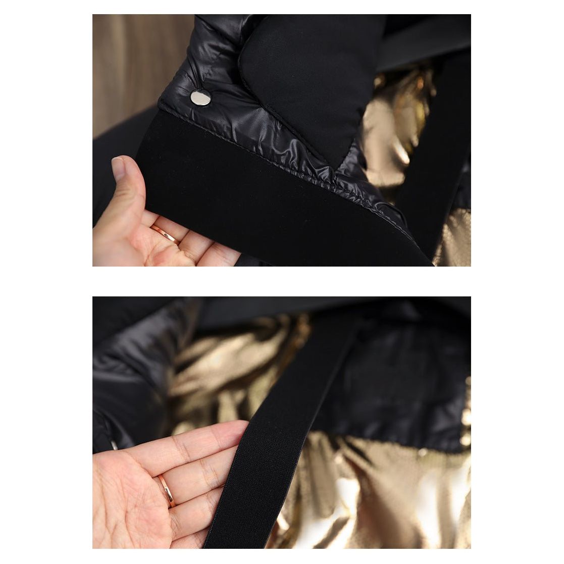 Women's Puffer Jacket with Down Filling and Longline Cut | Hood, Zip Closure, Pockets | For Winter | Size S-2XL | Black