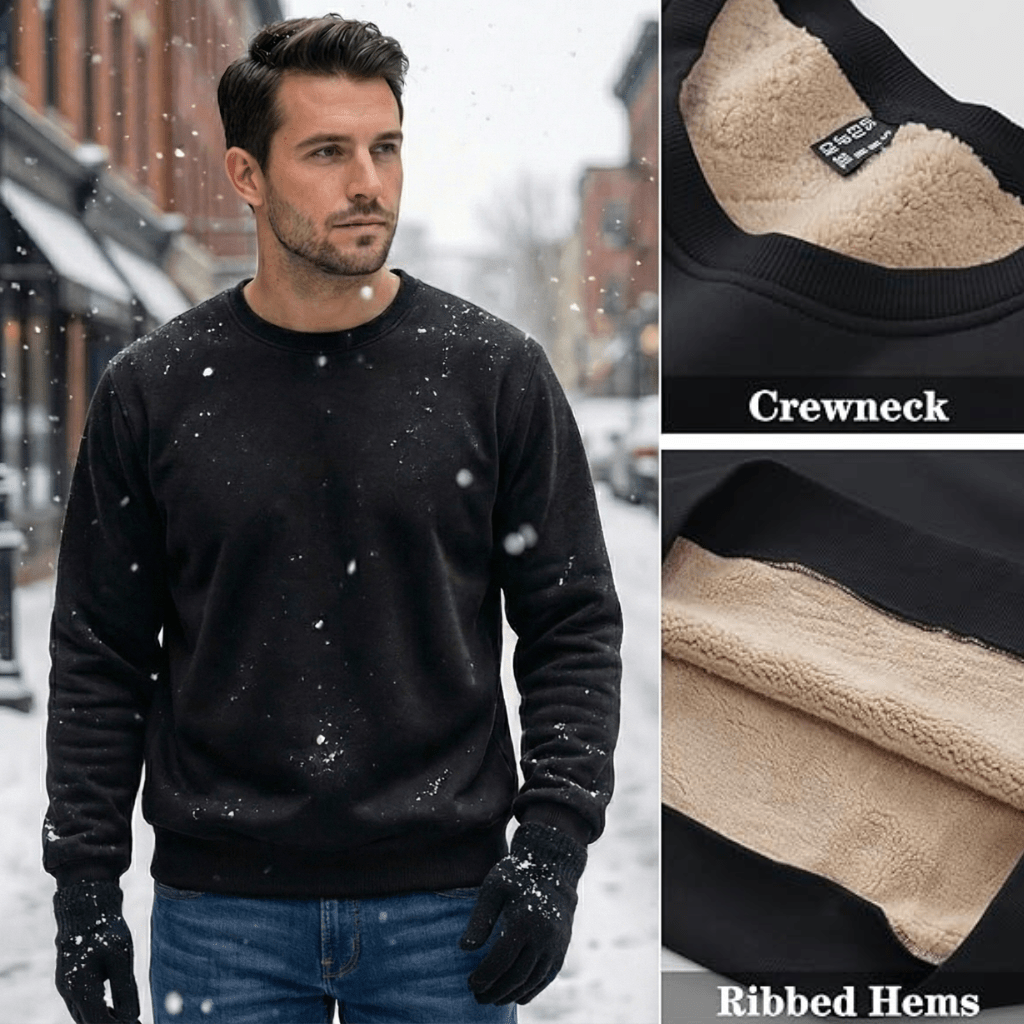 Men's Crew Neck Sweatshirt, Long Sleeves, Ribbed Trims