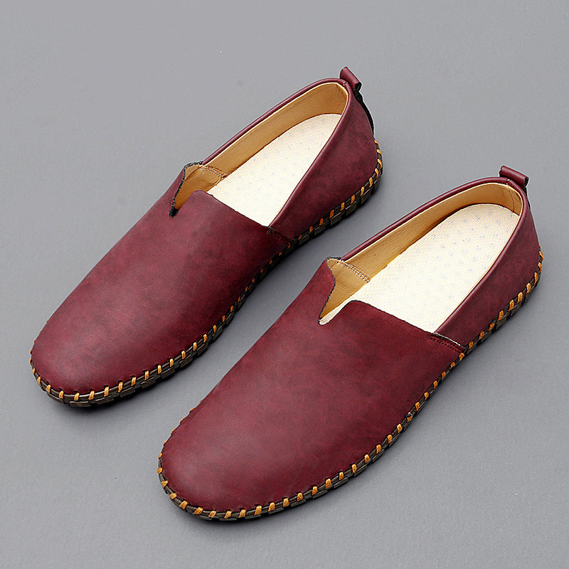 Unisex Slip-On Loafers, Moc Toe, Flat Sole, Stitched Trim