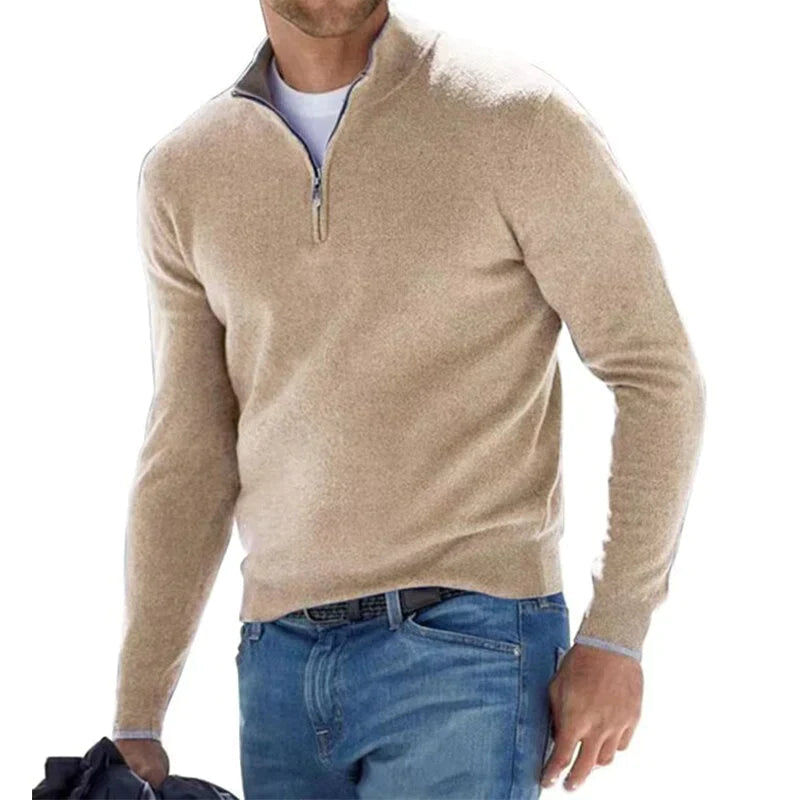 Hugo | Mens Cotton Half-Zip Sweater with Stand Collar | Fitted Cut, Adjustable Zip Opening | Gray, Khaki and More S-4XL
