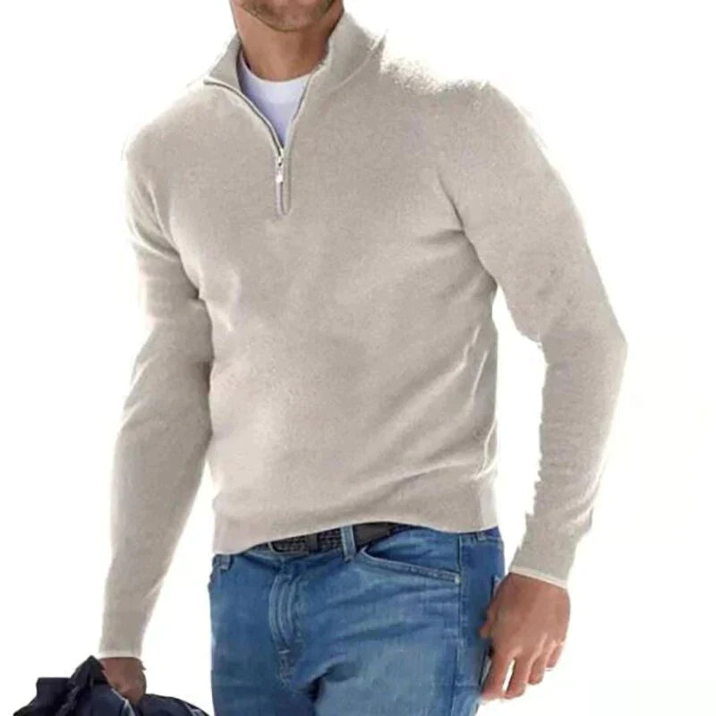 Hugo | Mens Cotton Half-Zip Sweater with Stand Collar | Fitted Cut, Adjustable Zip Opening | Gray, Khaki and More S-4XL