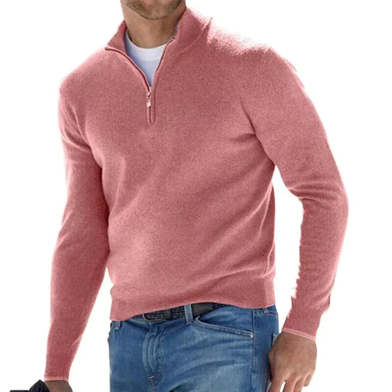 Hugo | Mens Cotton Half-Zip Sweater with Stand Collar | Fitted Cut, Adjustable Zip Opening | Gray, Khaki and More S-4XL