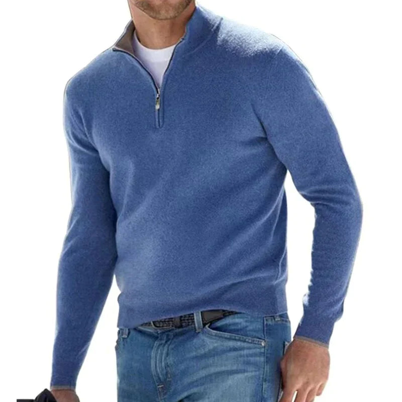 Hugo | Mens Cotton Half-Zip Sweater with Stand Collar | Fitted Cut, Adjustable Zip Opening | Gray, Khaki and More S-4XL