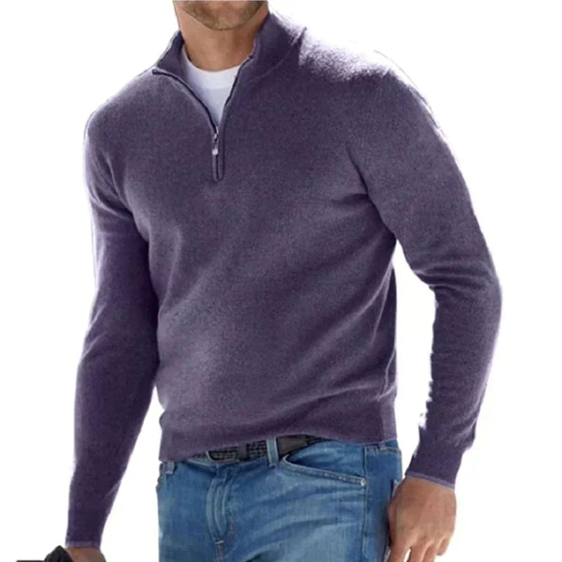 Hugo | Mens Cotton Half-Zip Sweater with Stand Collar | Fitted Cut, Adjustable Zip Opening | Gray, Khaki and More S-4XL