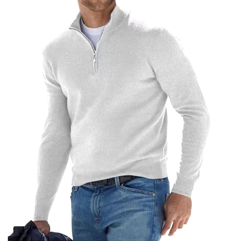 Hugo | Mens Cotton Half-Zip Sweater with Stand Collar | Fitted Cut, Adjustable Zip Opening | Gray, Khaki and More S-4XL