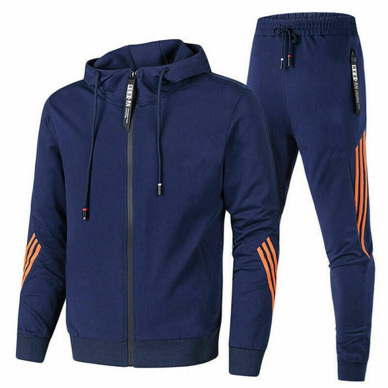Men's Hooded Tracksuit Set, Zip Jacket, Jogger Trousers