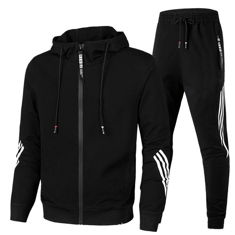 Men's Hooded Tracksuit Set, Zip Jacket, Jogger Trousers