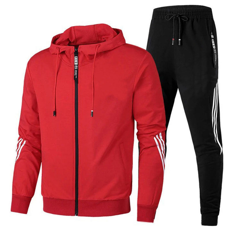 Men's Hooded Tracksuit Set, Zip Jacket, Jogger Trousers