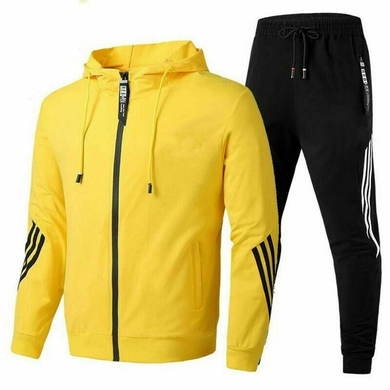 Men's Hooded Tracksuit Set, Zip Jacket, Jogger Trousers