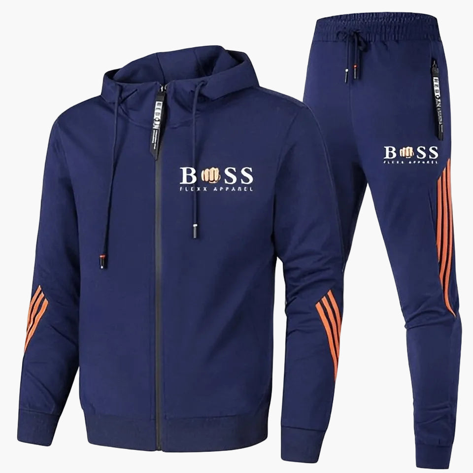 Men's Hooded Tracksuit Set, Zip Jacket, Tapered Trousers