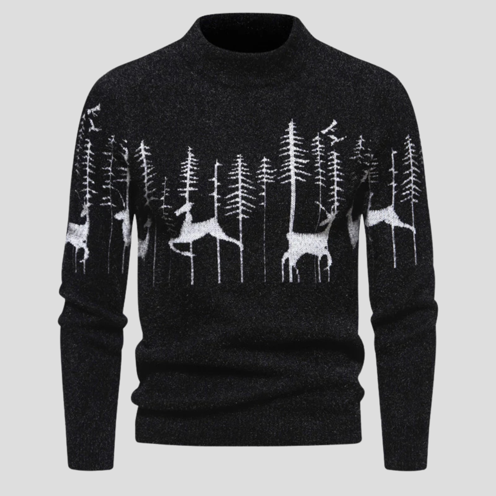 Hans | Mens Reindeer & Forest Christmas Sweater — Festive Knit in 2 Colors M–3XL | Westmere