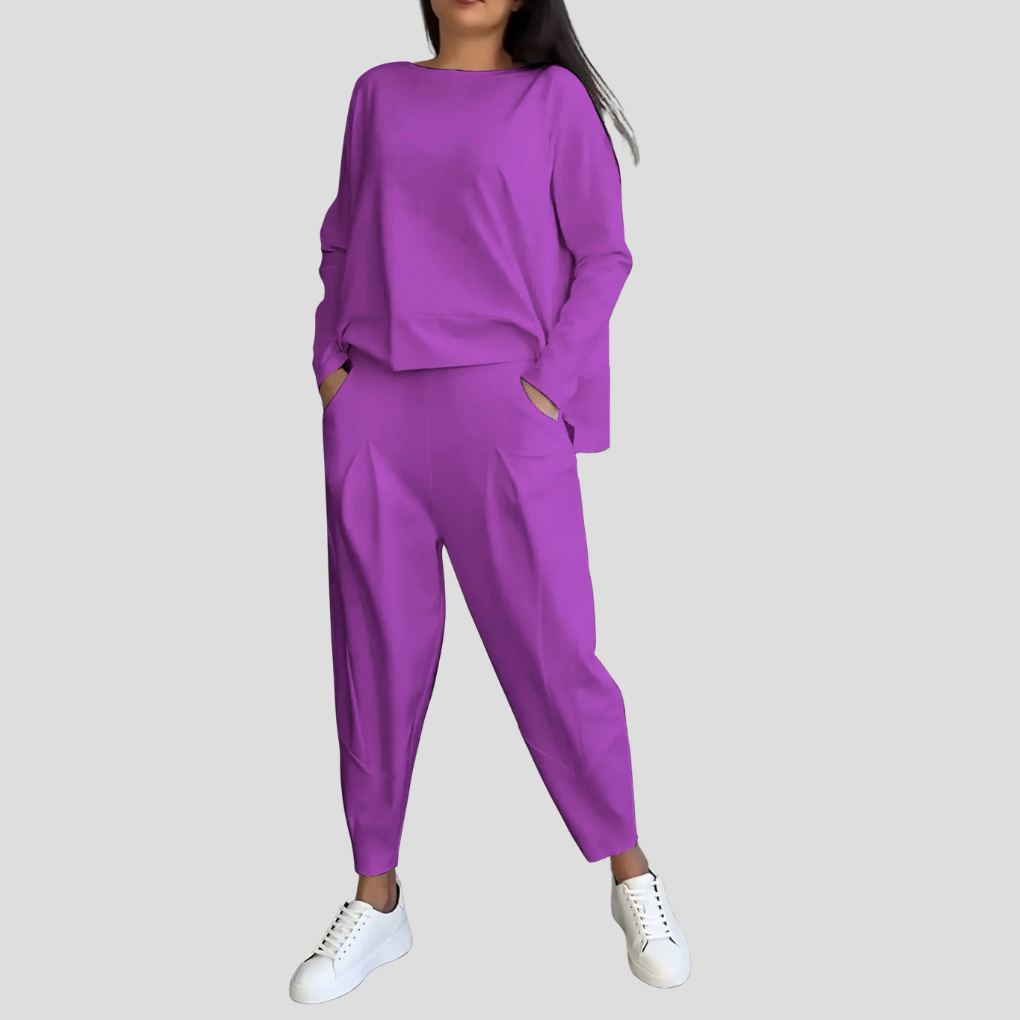 Women's Long Sleeve Top and Pants 2-Piece Lounge Set