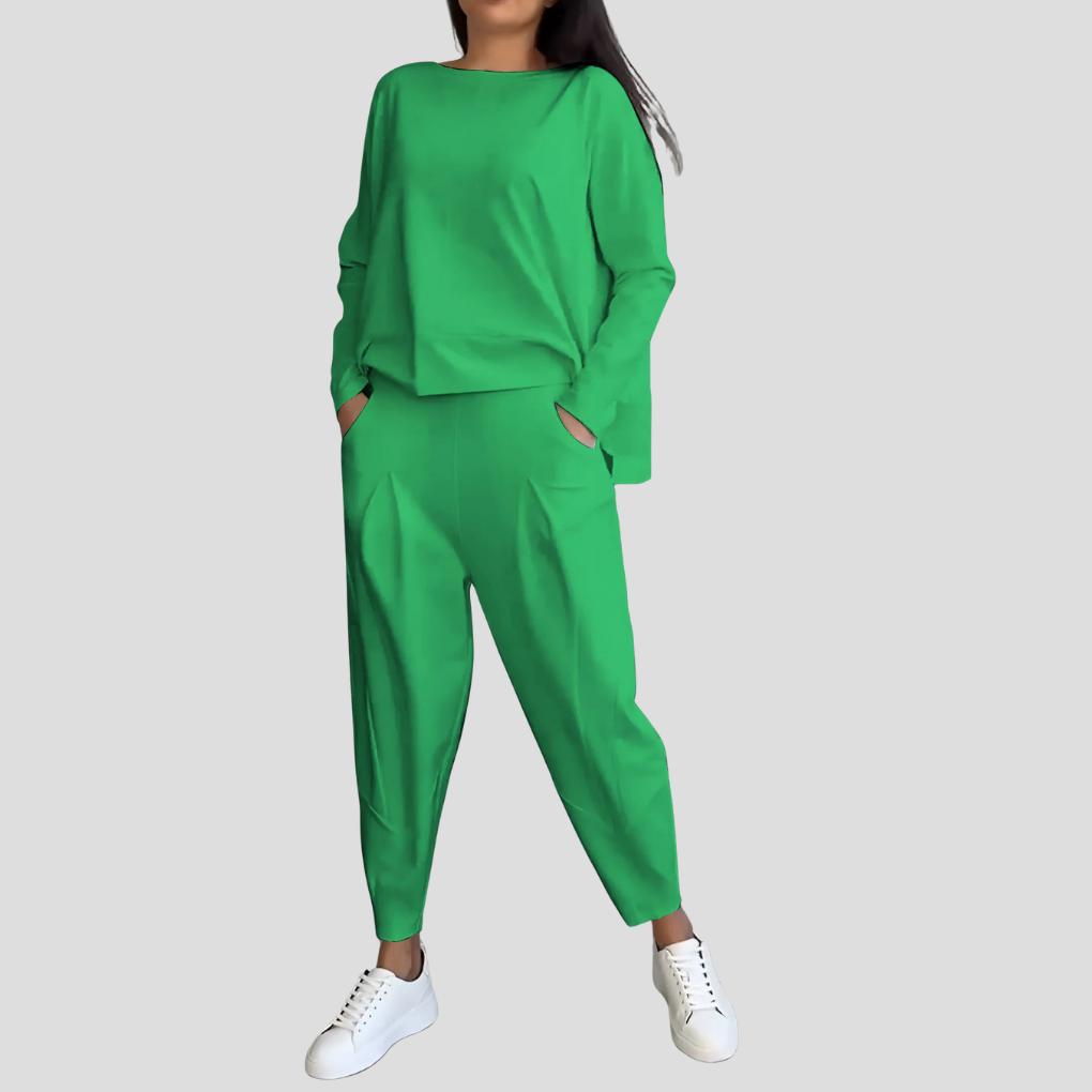 Women's Long Sleeve Top and Pants 2-Piece Lounge Set
