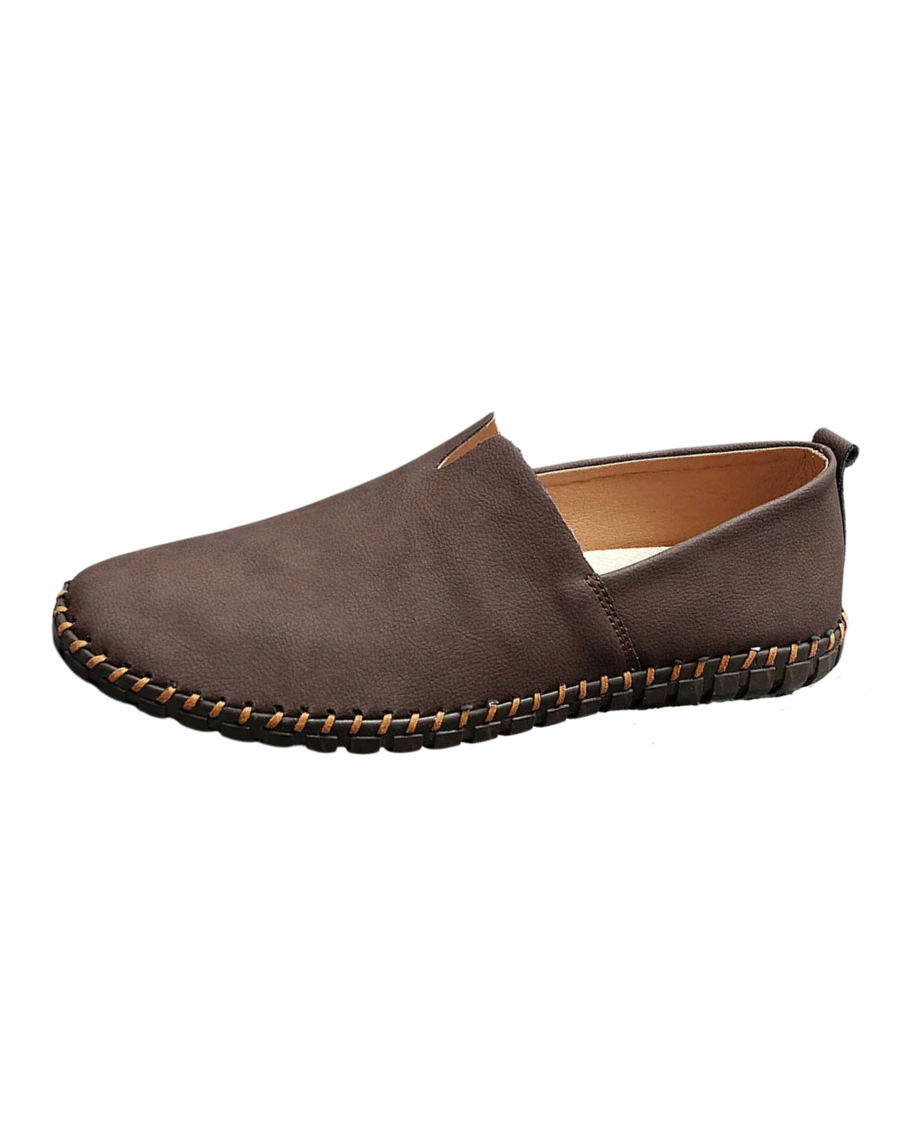 Unisex Slip-On Loafers, Moc Toe, Flat Sole, Stitched Trim