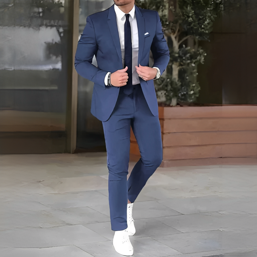 Men's Two-Piece Suit Set, Notched Lapel, Slim Fit