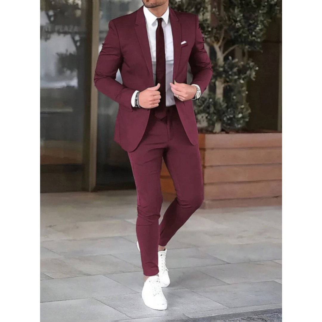Men's Two-Piece Suit, Notched Lapel, Slim Fit