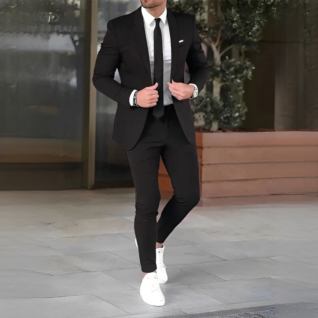 Men's Two-Piece Suit Set, Notched Lapel, Slim Fit