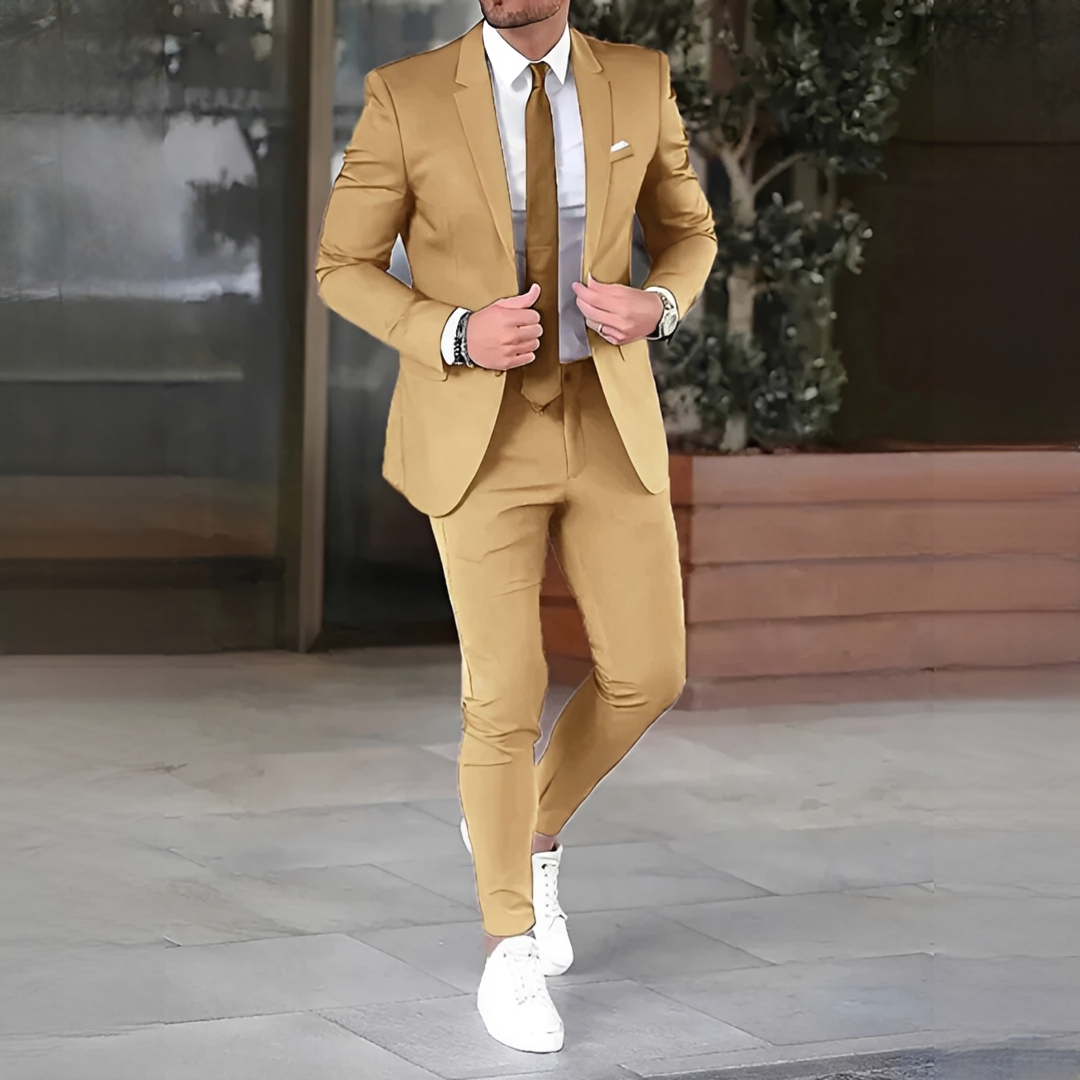 Men's Two-Piece Suit Set, Notched Lapel, Slim Fit