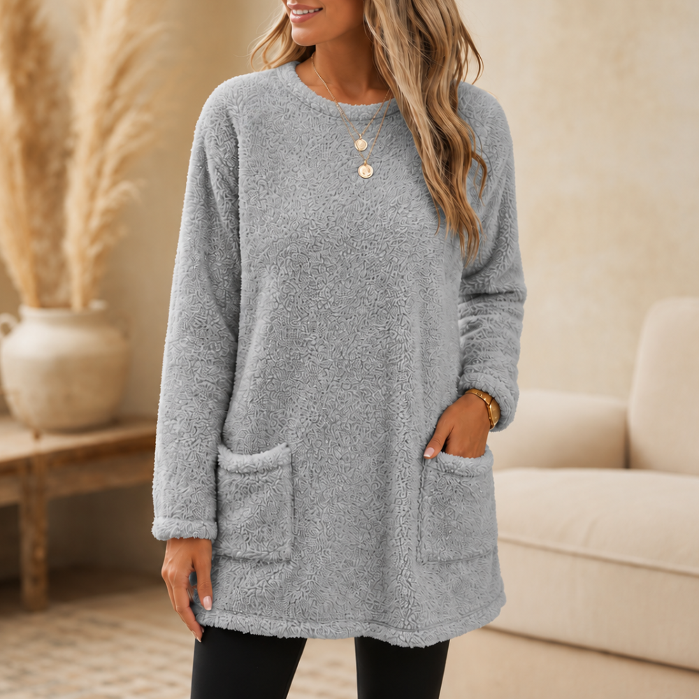 CozyLayer – Brushed-Lining Long-Sleeve Tunic Top